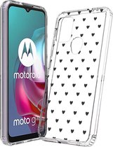 iMoshion Hoesje Geschikt voor Motorola Moto G10 / Moto G10 Power / Moto G20 / Moto G30 Hoesje Siliconen - iMoshion Design hoesje - Transparant / Zwart / Hearts All Over Black