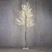 Luca Lighting - Boom bruin flocked klassiek wit 270led IP 44 timer - h210xd100cm - Woonaccessoires en seizoensgebondendecoratie  (Britse stekker )