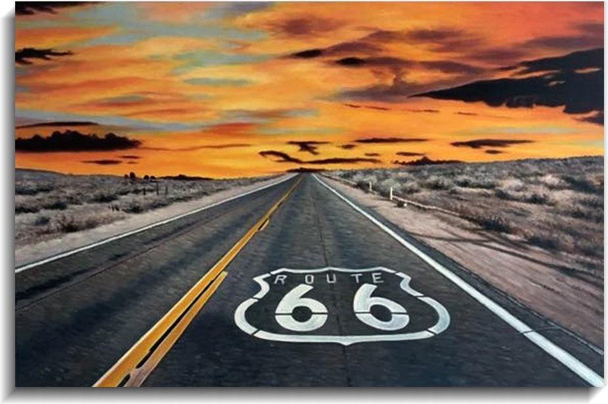 Peinture Route 66 USA 90 x 60 Artello à la main - Peinture de salon -  Peinture de