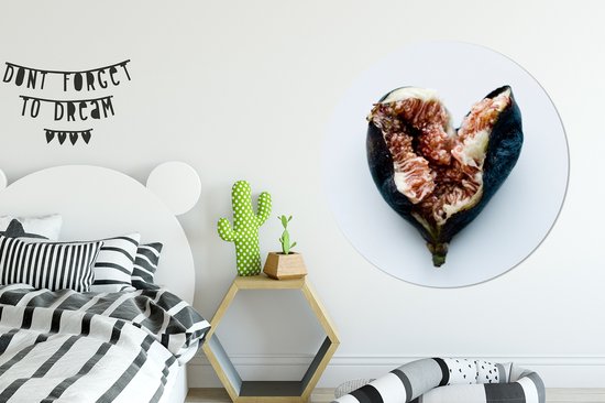 Une figue écrasée mais belle sur fond blanc en forme de coeur Assiette ronde en plastique ⌀ 150 cm XXL / Groot format!