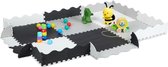 Relaxdays speelmat met rand - foam - 30-delig - puzzelmat - speeltegels kinderen - baby - grijs