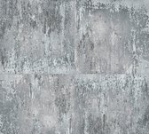Retro behang Profhome 361183-GU vliesbehang glad in retro stijl mat grijs zwart zilver 5,33 m2