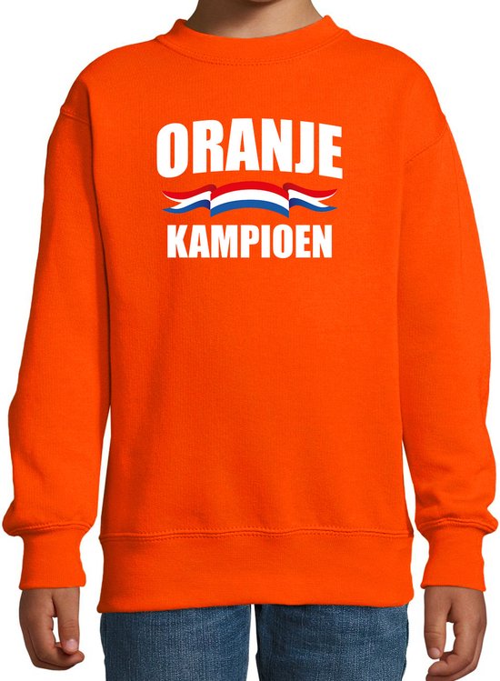 Oranje fan sweater voor kinderen - oranje kampioen - Holland / Nederland supporter - EK/ WK trui / outfit 118/128 (7-8 jaar)