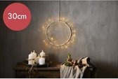 Witte kerstkrans / deurkrans met 108 LED lampjes -30cm  -lichtkleur: Warm Wit -met stekker -Kerstdecoratie