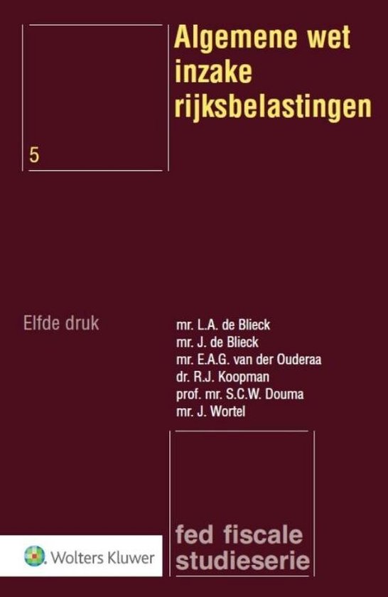 Fed fiscale studieserie 5 - Algemene wet inzake rijksbelasti ... - cover