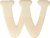 Letter - Hout - Populierenhout - 4cm hoog - 3mm dik - Naturel - Letter W