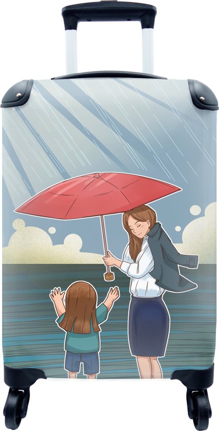 Valise - Fête des mères dessin fille et mère avec parapluie sous la pluie -  35x55x20... | bol
