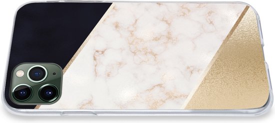 Coque iPhone 11 Pro - Imprimé marbré - Goud - Rose - Coque en Siliconen téléphone -