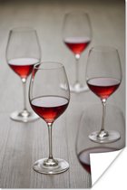 Poster Vijf mooie glazen rode wijn - 40x60 cm