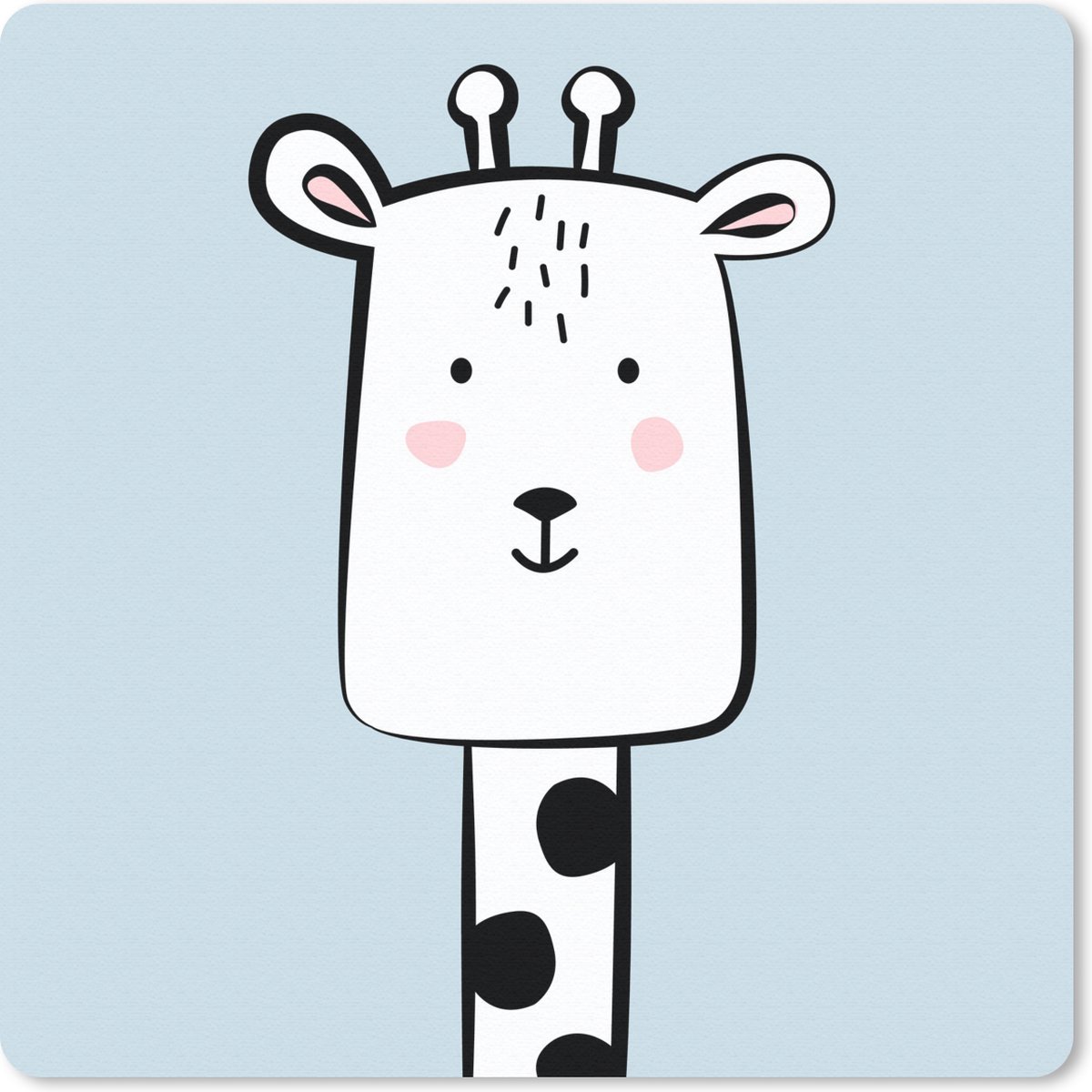 Muismat 20x20 cm - Mousepad Giraffe - Kinderen - Blauw - Muismatten