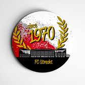 IDecorate - Schilderij - Fc Utrecht Galgenwaard Voetbal - Zwart, Wit, Rood En Goud - 60 X 60 Cm