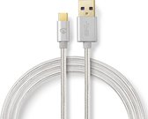USB-Kabel | USB 3.2 Gen 1 | USB-A Male | USB-C™ Male | 5 Gbps | Verguld | 1.00 m | Rond | Gebreid / Nylon | Aluminium | Cover Window Box