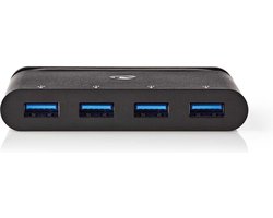 Nedis USB Multi-Port Adapter - USB 3.2 Gen 1 - USB-C Male - 4x USB-A - Rond - Vernikkeld - Zwart - Window Box met Euro Lock