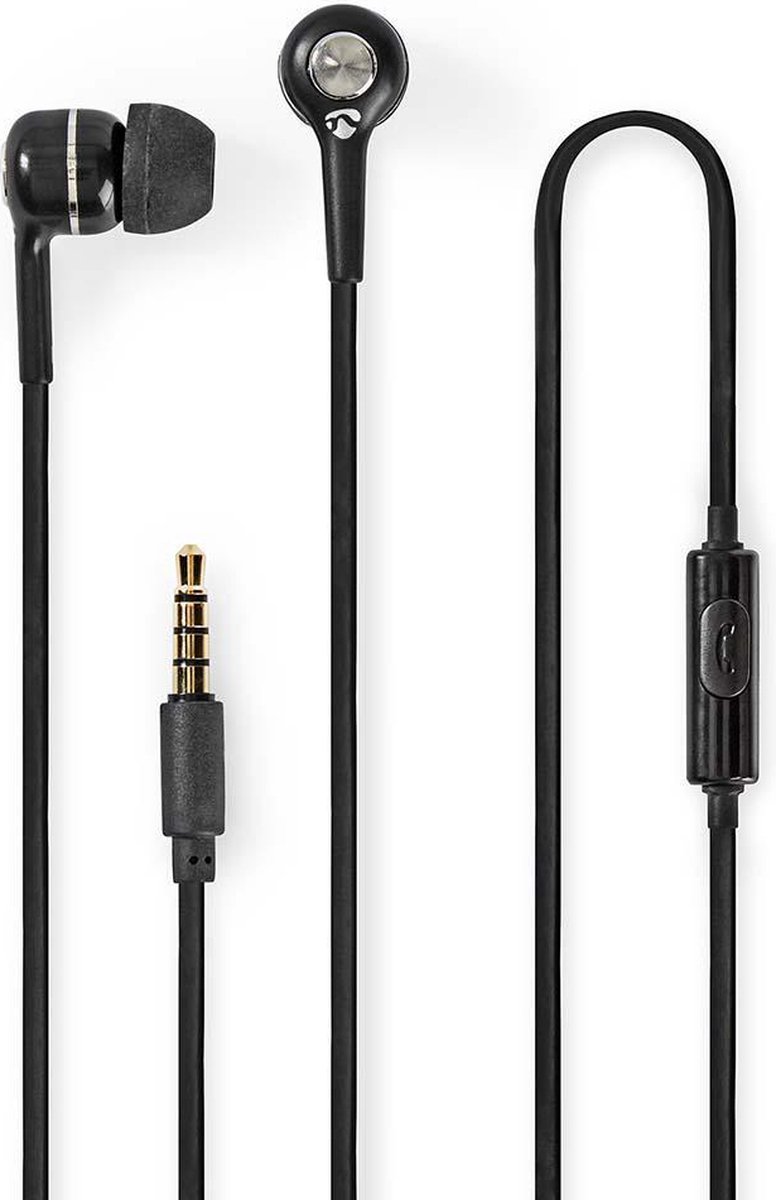 Nedis Bedrade Koptelefoon - 3,5 mm - Kabellengte: 1.20 m - Ingebouwde microfoon - Volumebediening - Zilver / Zwart