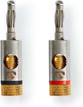 Nedis Banaanstekker - Recht - Male - Verguld - Schroef - Diameter kabelinvoer: 3.0 mm - Metaal - Goud - 2 Stuks - Envelop