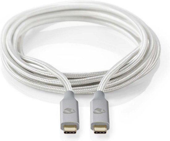 Nedis USB-C Kabel 1 M – USB 3.2 Gen 2x2, 100 W Laden, 20 Gbps, 4K@60Hz, Vernickelt, Für Laptop & Smartphone