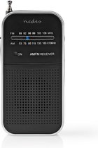 Nedis FM-Radio - Draagbaar Model - AM / FM - Batterij Gevoed - Analoog - 1.5 W - Zwart-Wit Scherm - Koptelefoonoutput - Aluminium / Zwart
