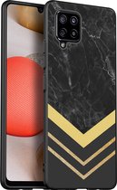 iMoshion Design voor de Samsung Galaxy A42 hoesje - Marmer - Goud / Zwart