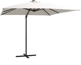 vidaXL Zweefparasol met LED-verlichting en paal 250x250 cm zandkleurig