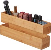 Relaxdays 2x Bamboe opbergbox - opbergdoosje - hout - langwerpig - organizer - houder