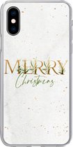 Geschikt voor iPhone X hoesje - Kerst - Quotes - Merry Christmas - Spreuken - Goud - Siliconen Telefoonhoesje