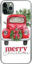 Geschikt voor iPhone 11 Pro Max hoesje - Kerst - Auto - Spreuken - Quotes - Merry Christmas - Siliconen Telefoonhoesje