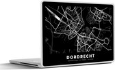 Laptop sticker - 10.1 inch - Kaart - Dordrecht - Zwart - 25x18cm - Laptopstickers - Laptop skin - Cover