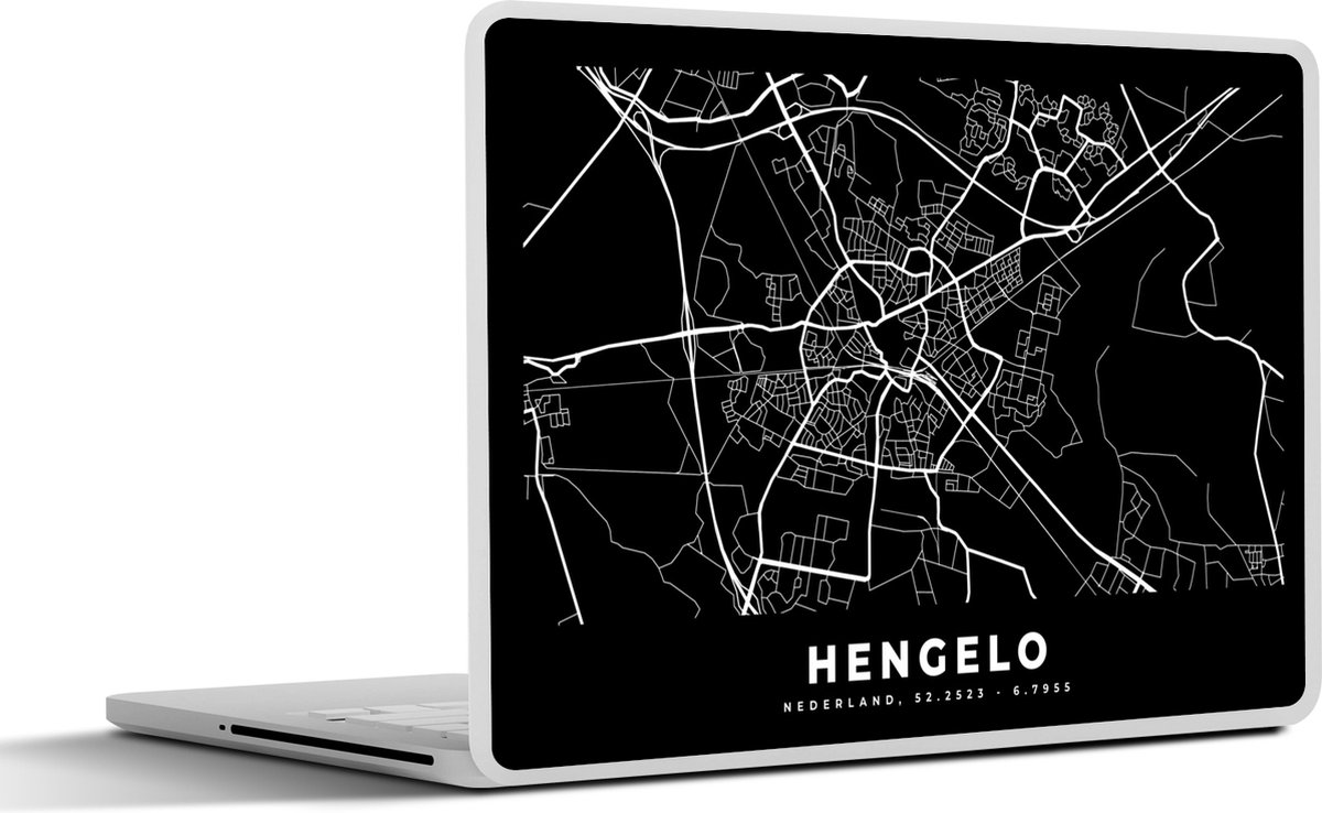 Laptop sticker - 12.3 inch - Kaart - Hengelo - Zwart - 30x22cm - Laptopstickers - Laptop skin - Cover