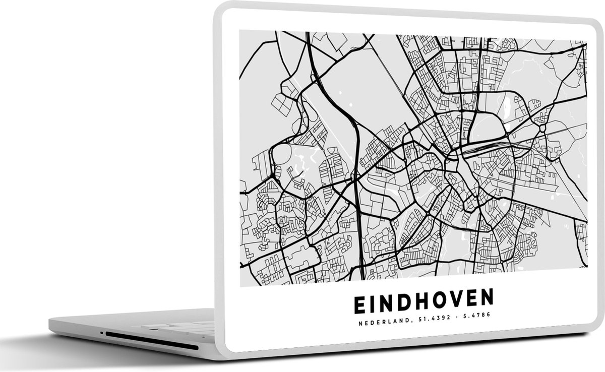 Laptop sticker - 10.1 inch - Kaart - Eindhoven - Nederland - 25x18cm - Laptopstickers - Laptop skin - Cover