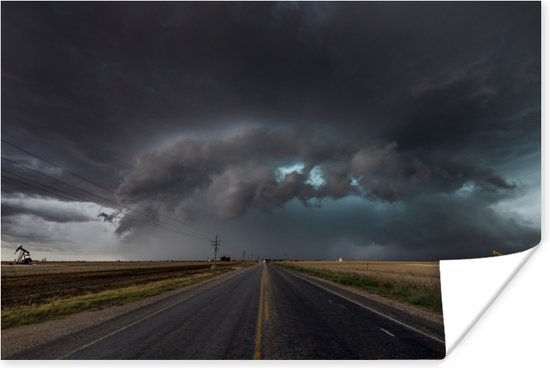 Tornado wolk over Texas Poster 90x60 cm - Foto print op Poster (wanddecoratie)