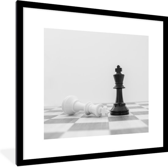 Fotolijst incl. Poster - De witte en zwarte koning van schaken - 40x40 cm - Posterlijst