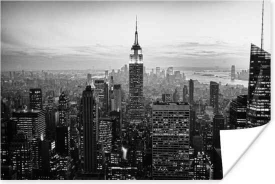 bevind zich Mooie vrouw passen New York City zwart-wit Poster 180x120 cm - Foto print op Poster  (wanddecoratie) XXL... | bol.com