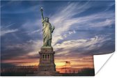 Poster Het Vrijheidsbeeld in de Verenigde Staten bij New York Bay - 90x60 cm