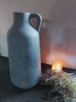 Brynxz - Fles met oor 'History' - Aardewerk Vaas betonlook - Majestic Vintage - Ø 19cm - Hoogte 40cm