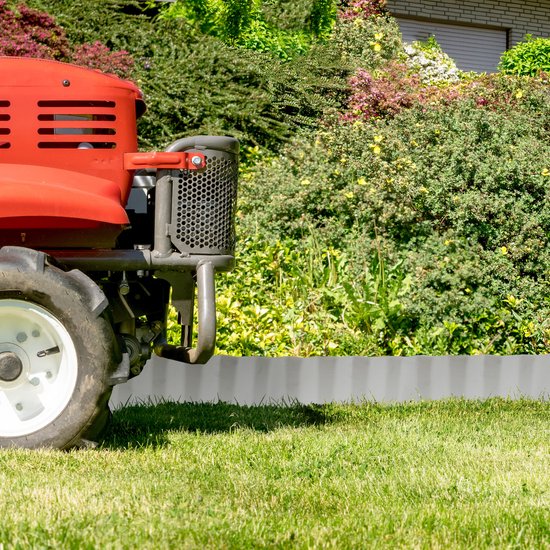 Relaxdays Bordure De Jardin Flexible 15m En Métal Galvanisé - Hauteur 16 Cm Argentée