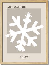 Kerstposter ART GALERIE Snow - Zand A4 + fotolijst blank hout 21x29,7cm
