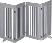 Relaxdays Veiligheidshekje hout - 92 cm hoog - traphekje - deurhek - zonder boren - grijs - 4 panelen