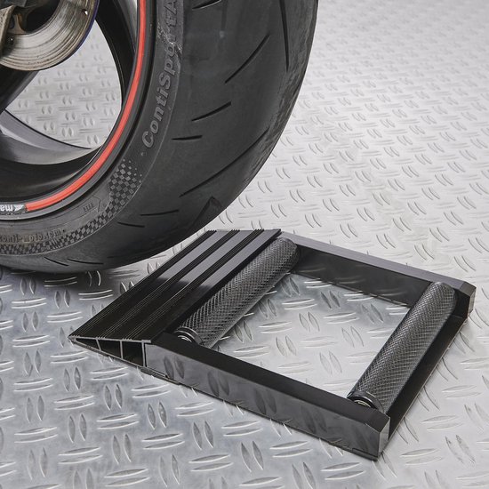 Datona® Rollerbank aluminium - Voor motor tot 500 kg - Compact 30,5x23x4 cm - Rollen Ø33 mm L190 mm - Anti-slip - 1,8 kg