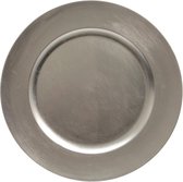1x stuks kaarsenborden/onderborden zilver glimmend 33 cm - Kaarsenbord/onderzet bord voor kaarsen