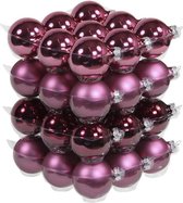 36x Kerstversiering kerstballen cherry roze (heather) van glas - 6 cm - mat/glans - Kerstboomversiering