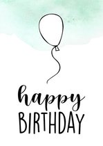 Ansichtkaart met envelop - A6 - 10x15cm - Wit Groen - Verjaardag - Happy Birthday - 1 stuk
