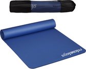 Relaxdays Yogamat 190 x 100 cm - sportmat - 1 cm dik - flexibel - fitnessmat - XL - rubber - blauw