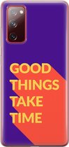 Samsung Galaxy S20 FE Telefoonhoesje - Transparant Siliconenhoesje - Flexibel - Met Quote - Good Things - Paars