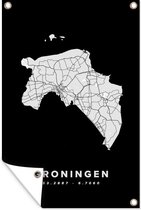 Muurdecoratie Groningen - Nederland - Zwart - 120x180 cm - Tuinposter - Tuindoek - Buitenposter