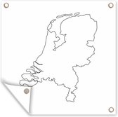 Tuinposters Kaart - Nederland - Zwart - Wit - 50x50 cm - Tuindoek - Buitenposter