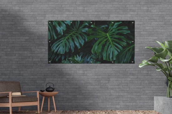 Tuinposter 160x80 cm - Tuindecoratie Jungle - Bladeren - Design - Poster voor in de tuin - Buiten decoratie - Schutting tuinschilderij - Tuindoek muurdecoratie - Wanddecoratie balkondoek
