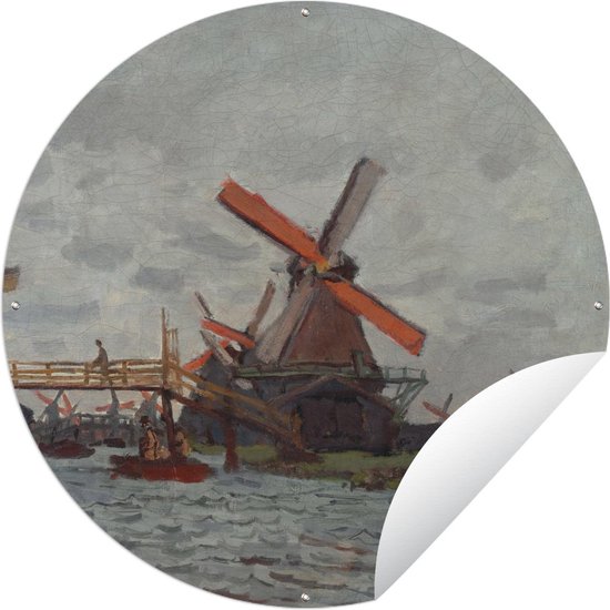 Tuincirkel Molens bij Zaandam - Claude Monet - 120x120 cm - Ronde Tuinposter - Buiten XXL / Groot formaat!