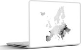 Laptop sticker - 10.1 inch - Europakaart in lichtgrijze waterverf - zwart wit - 25x18cm - Laptopstickers - Laptop skin - Cover