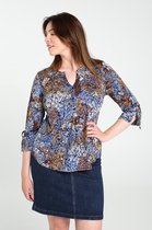 Cassis - Female - T-shirt met bloemetjesprint  - Blauw