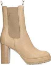 Manfield - Dames - Beige leren chelsea boots met hoge hak - Maat 41